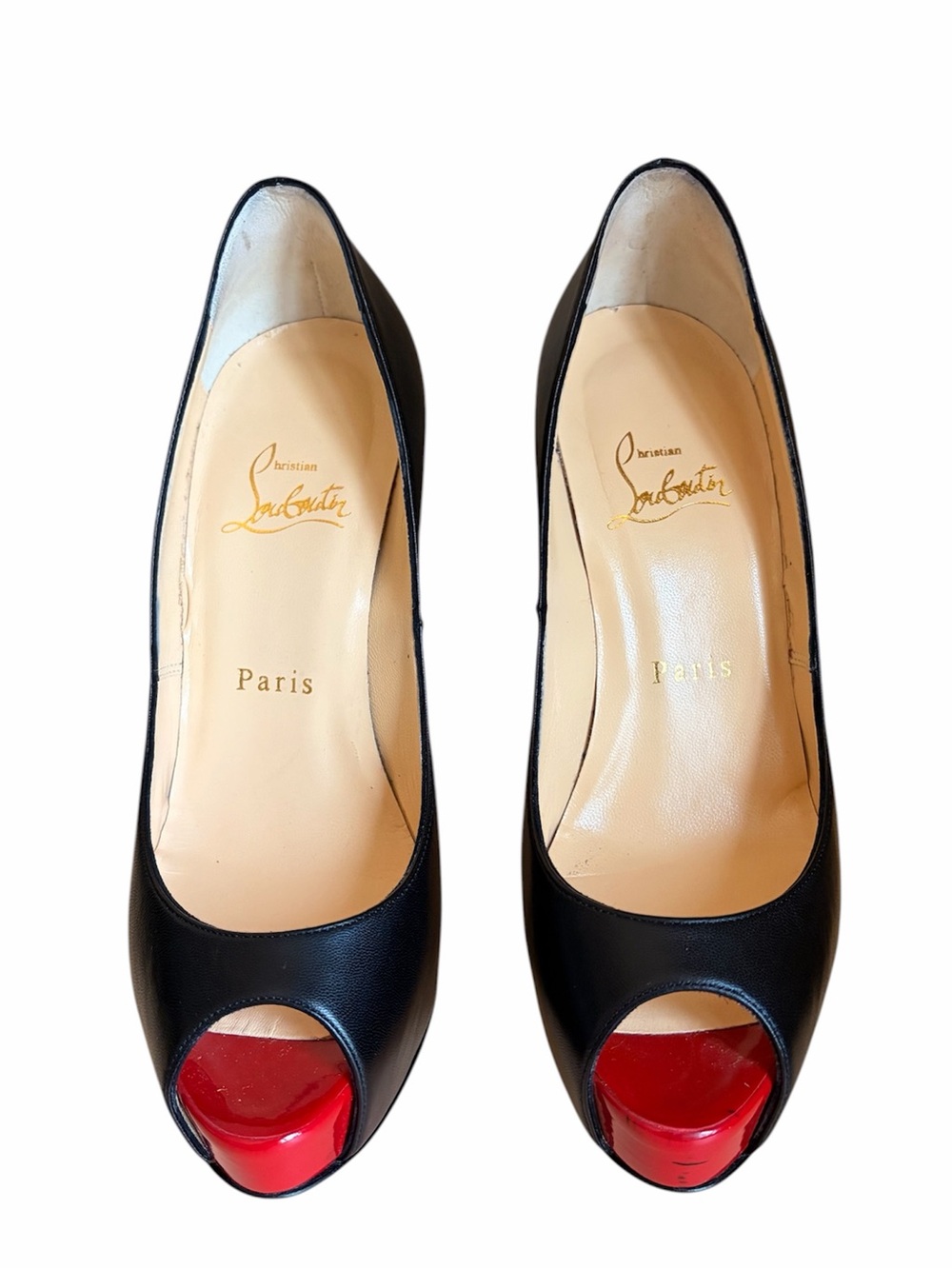 Christian Louboutin Vendome Black Peep-Toe High Heel Pump RETAIL 995 - Picture 2 of 5